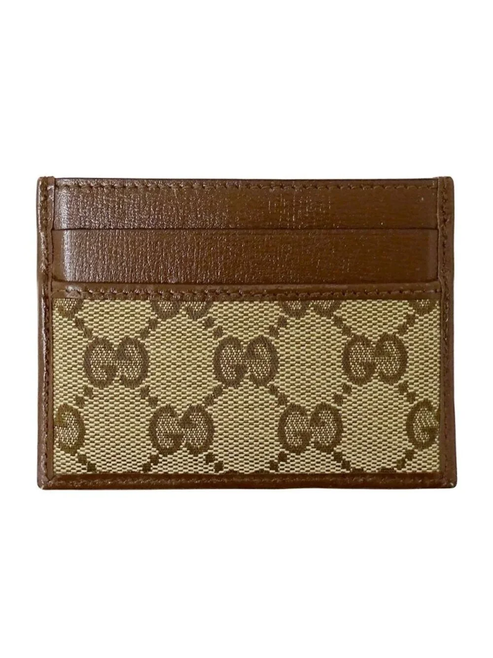 Gucci Card Case GG Canvas Leather Brown Beige Collaboration Business Holder - Picture 2 of 10